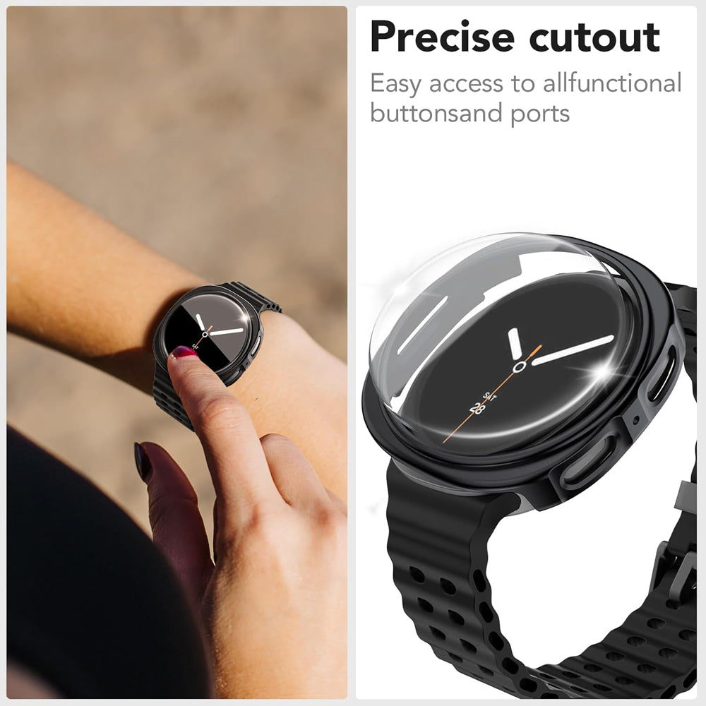 Samsung Galaxy Watch 9 44mm Case with Glass Screen Protector by SwiftShield (2 Pack - Clear)