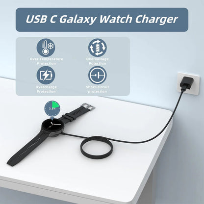 Fast Charger USB-C Metal Dock With 25W Wall Charger for Samsung Galaxy Watch 5 Pro