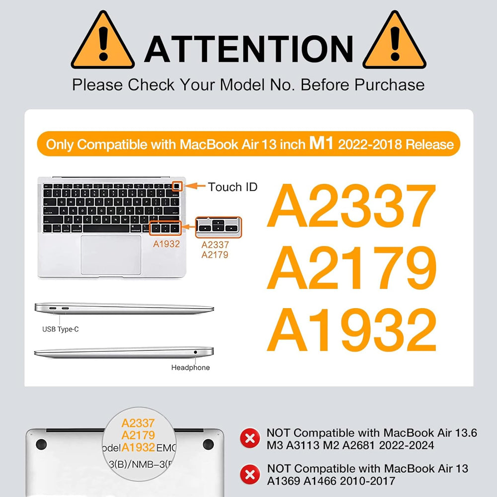 Clear Hard Case for Macbook Air 13.3" (2018 - 2022)