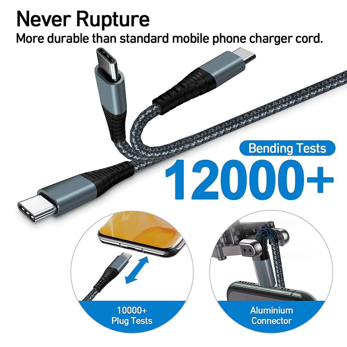 Nylon USB Type C to USB Type C cable