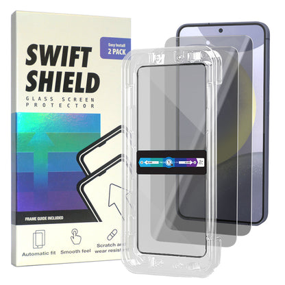 Samsung Galaxy S24 Tempered Glass Screen Protector [2-Pack] with Easy Alignment Frame – Privacy, Premium by SwiftShield