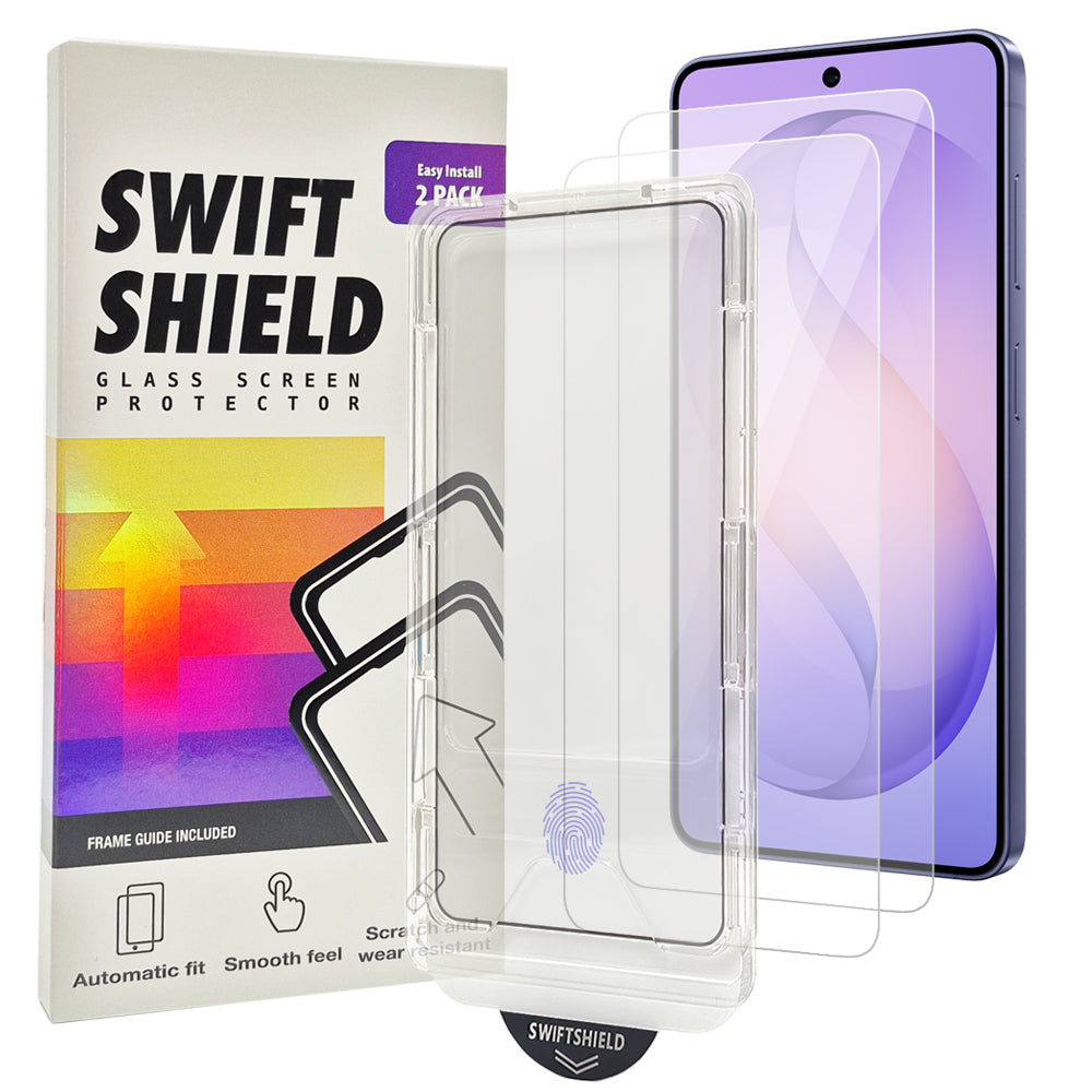 Samsung Galaxy S26 FE Tempered Glass Screen Protector [2-Pack] with Easy Alignment Frame – Clear, Premium by SwiftShield