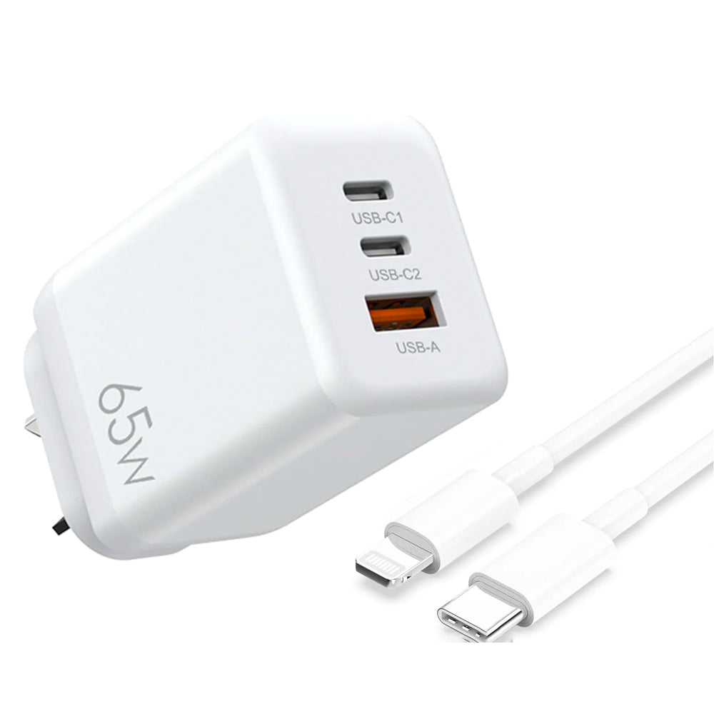 65W Superfast Compatible Wall Charger with USB-C to Lightning Cable