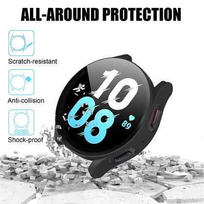 Samsung Galaxy Watch FE 40mm Case with Glass Screen Protector by SwiftShield (2 Pack - Black + Clear)
