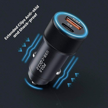 Alloy Fast Car Charger 18W (Dual USB-C + USB-A)