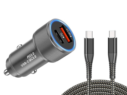 iPhone 15 Compatible Fast Car Charger USB-C 18W with USB-C cable