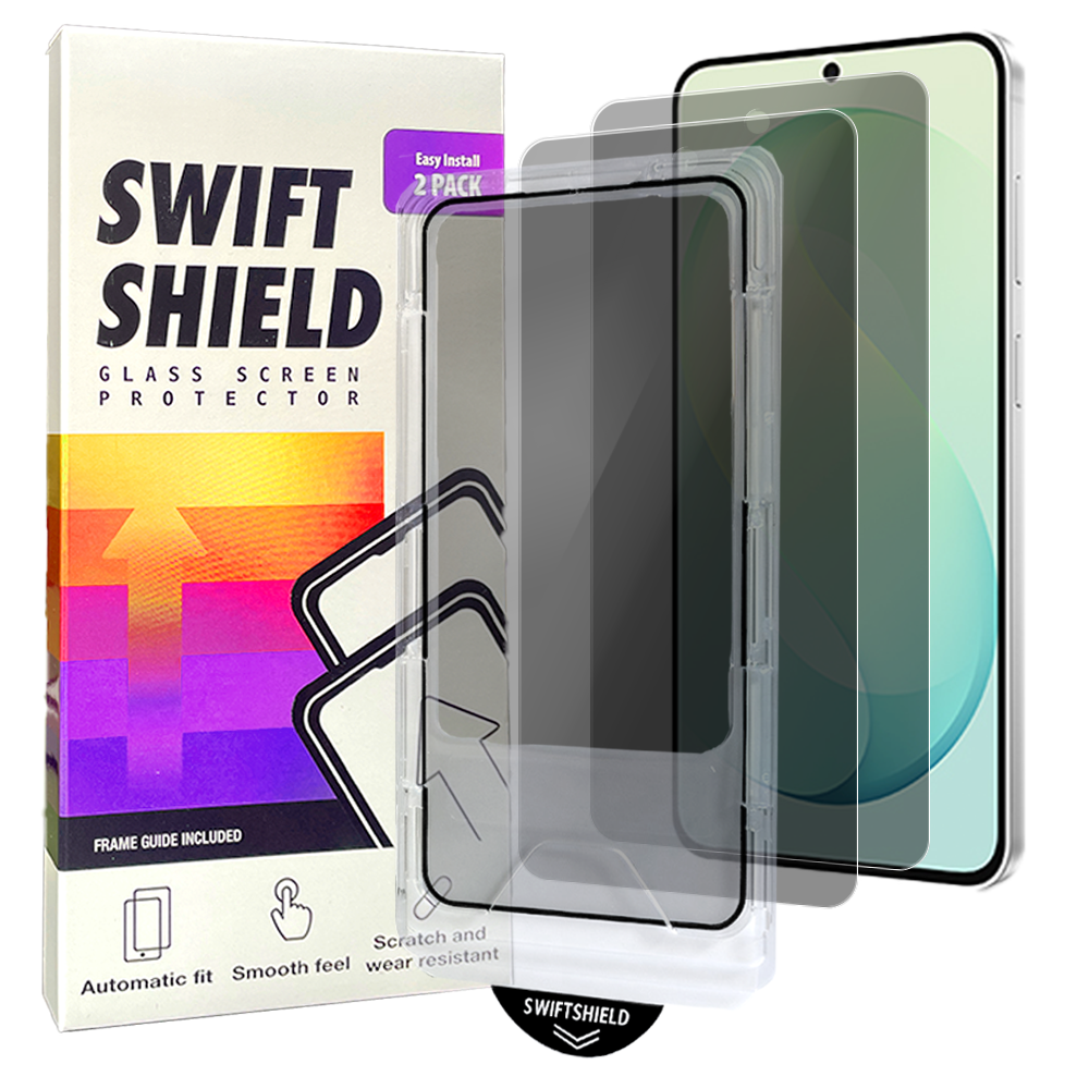 Samsung Galaxy S26 FE Tempered Glass Screen Protector [2-Pack] with Easy Alignment Frame – Privacy, Premium by SwiftShield