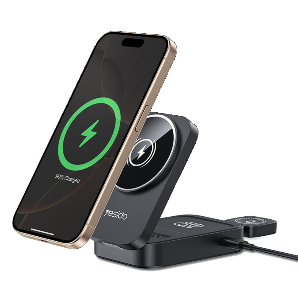 Magsafe Compatible Wireless Fast Charging Station Dock 3-in-1 - Yesido