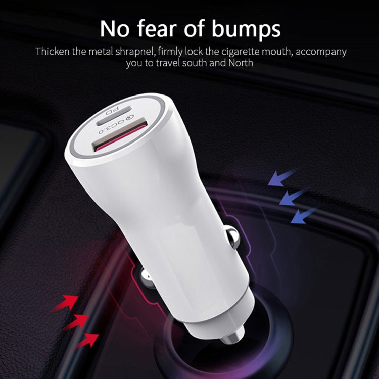 Dual 20W Fast Car Charger with Lightning to Type C cable